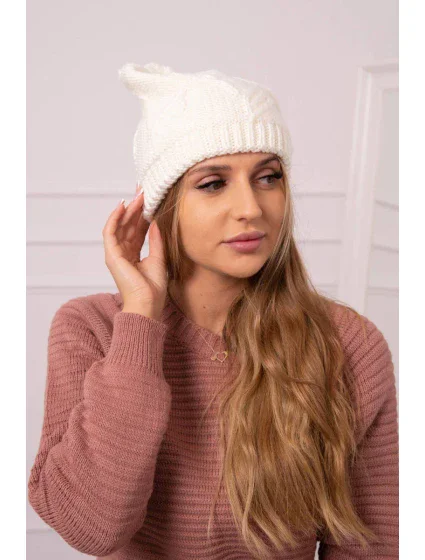 Dámská čepice ecru model 18752441 - K-Fashion Dámská čepice ecru model 18752441 - K-Fashion