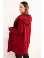 Dámská bavlněná bunda s kapucí a prodlouženým předním dílem bordová Dámská bavlněná bunda s kapucí a prodlouženým předním dílem bordová
