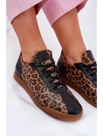 Dámské Kožené Sportovní Boty S Leopardím Vzorem Laura 2935 Hnědé