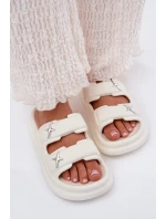 Dámské pěnové pantofle na platformě – ecru