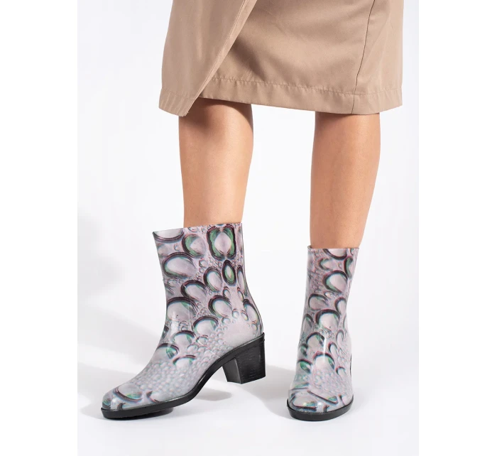 Trendy dámské vícebarevné gumáky na širokém podpatku Trendy dámské vícebarevné gumáky na širokém podpatku