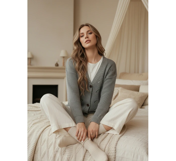 KNITVIA dámský svetr světle šedý FashionStreet MY2401