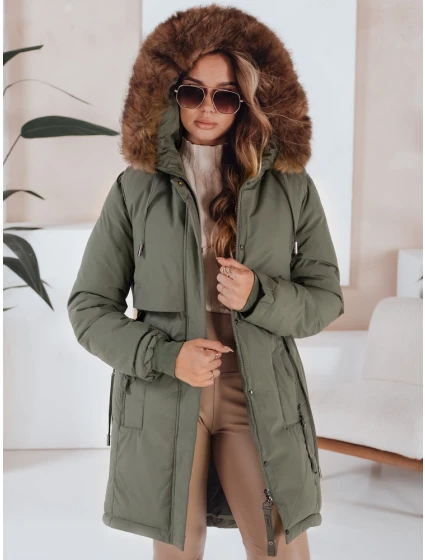 Dámská zimní bunda parka s kapucí zelená Dstreet model 21991264 - FashionStreet