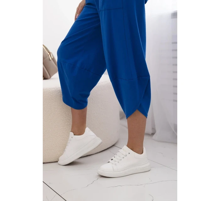 Bavlněný komplet halenka + kalhoty chrpově modrá Bavlněný komplet halenka + kalhoty chrpově modrá