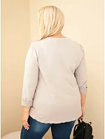 Dámská bavlněná mikina Plus Size s průřezovou vsadkou a kapsou fango zelená
