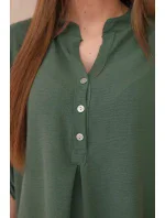 Halenka s prodlouženým zadním dílem khaki