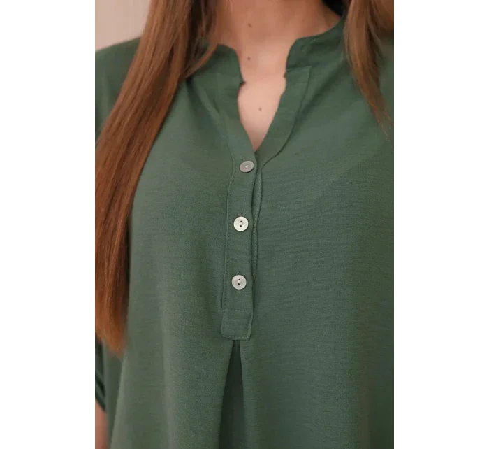 Halenka s prodlouženým zadním dílem khaki