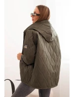 Dámská prošívaná bunda s kapucí khaki