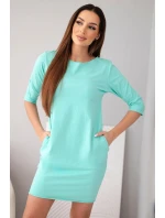 Dámské bavlněné šaty s 3/4 rukávem a kapsami model 22011694 - K-Fashion Dámské bavlněné šaty s 3/4 rukávem a kapsami model 22011694 - K-Fashion