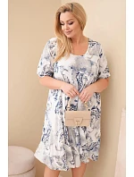Dámské viskózové šaty Plus Size s krátkým rukávem a model 22043098 střihem béžová - K-Fashion