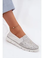 Dámské nazouvací kožené polobotky Maciejka 03512-70 Bílá-Stříbrná