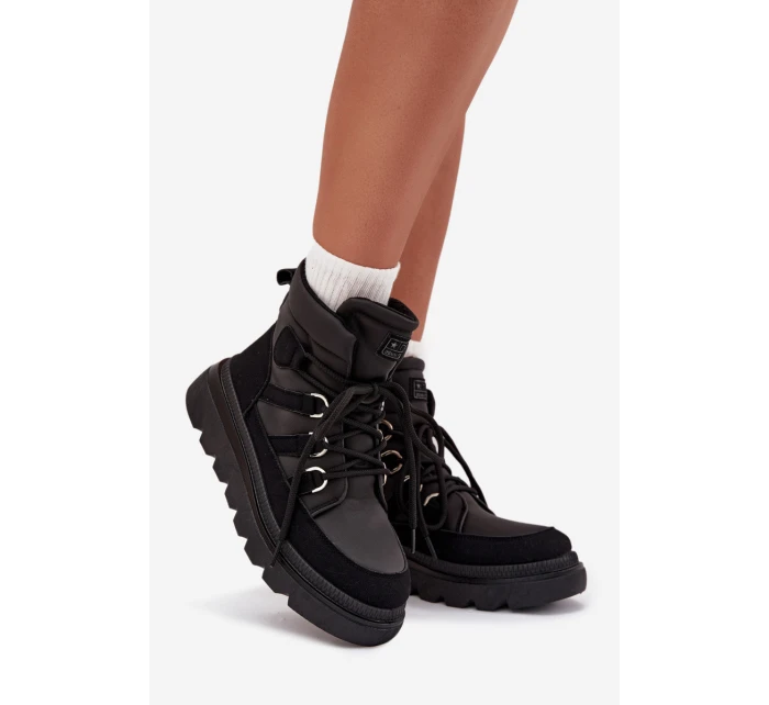 Dámské kotníkové boty Liorae trapery na platformě – černé Dámské kotníkové boty Liorae trapery na platformě – černé