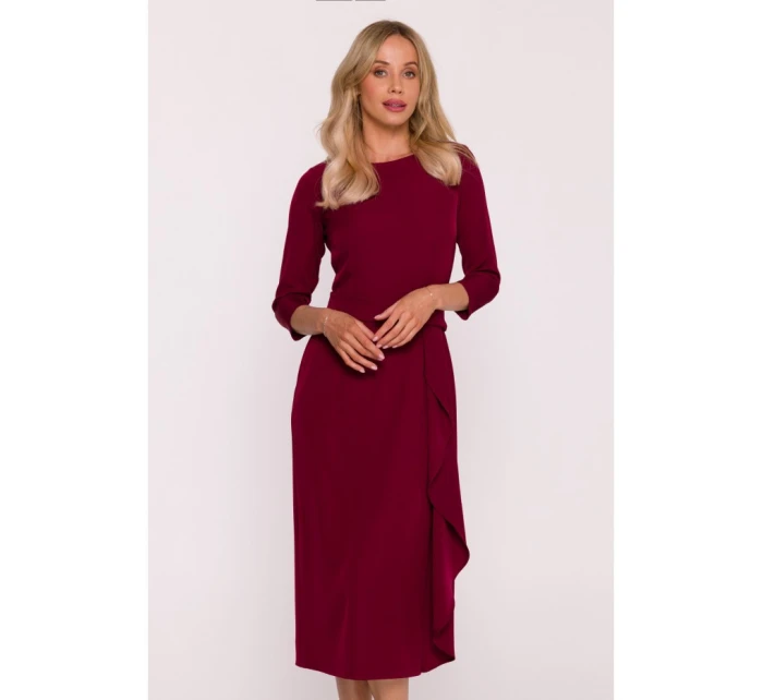 Šaty s volánkem S425 bordó - Stylove Šaty s volánkem S425 bordó - Stylove