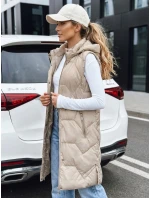 Dámská dlouhá prošívaná béžová vesta FashionStreet TY5265