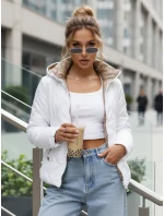 Kurtka damska pikowana z kapturem biała model 22028071 - FashionStreet Kurtka damska pikowana z kapturem biała model 22028071 - FashionStreet