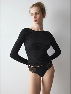 Dámský top Beauty Layers Top LSL Lurex černý Black - TRIUMPH