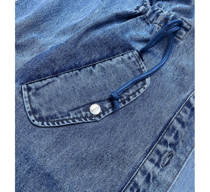 Světle modrý džínový přehoz přes oblečení s kapucí (POP5953-K)