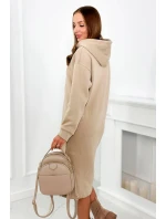 Dlouhé izolované šaty s výšivkou světle béžová