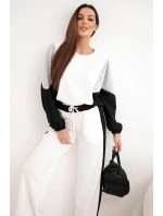 Dámský komplet máslíčko s volnou mikinou a širokými kalhotami černý