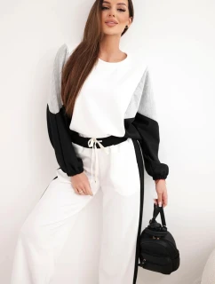 Dámský komplet máslíčko s volnou mikinou a širokými kalhotami černý