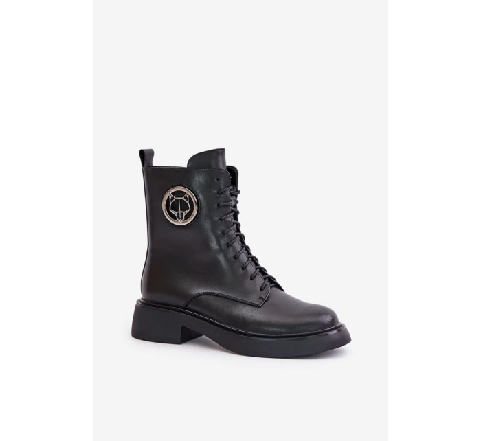 Kožené botky s podšívkou na zip černé model 21675499 - Boto Kožené botky s podšívkou na zip černé model 21675499 - Boto