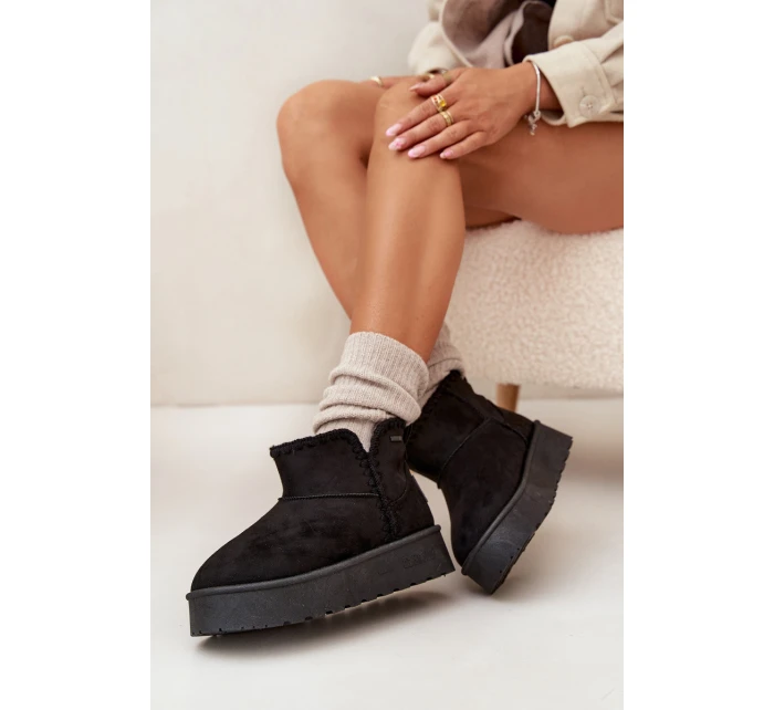 Dámské Sněhule Na Platformě S Prošitím Big Star SS274128 Černé Dámské Sněhule Na Platformě S Prošitím Big Star SS274128 Černé