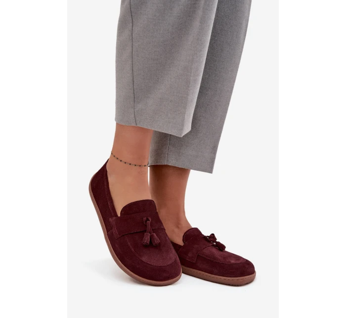 Kožené semišové mokasíny typu barefoot Zazoo – bordó Kožené semišové mokasíny typu barefoot Zazoo – bordó