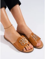 Výborné dámské hnědé nazouváky bez podpatku Výborné dámské hnědé nazouváky bez podpatku