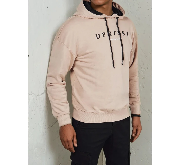 Pánská béžová mikina s potiskem FashionStreet BX5677