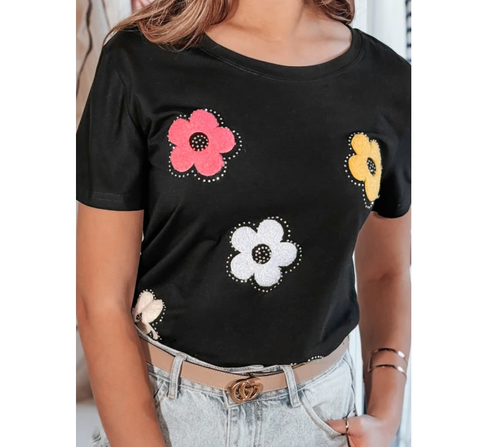 Dámské květinové tričko DAISYLA černá FashionStreet RY2744 Dámské květinové tričko DAISYLA černá FashionStreet RY2744