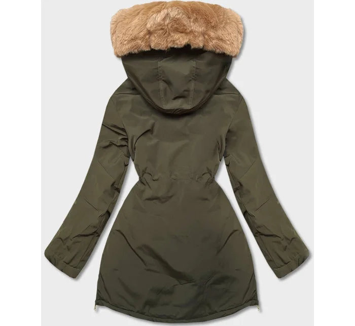 Dámská zimní bunda parka v khaki barvě (CAN-588)