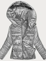 Dámská krátká bunda s kapucí šedá (B8187-9)