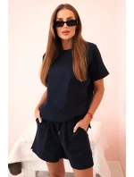 Dámský punto set s krátkými rukávy a šortkami námořnická modř Dámský punto set s krátkými rukávy a šortkami námořnická modř