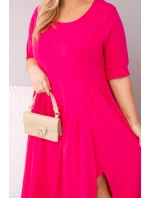Dámská bavlněná sukýnka Plus Size s asymetrickým lemem fuchsie