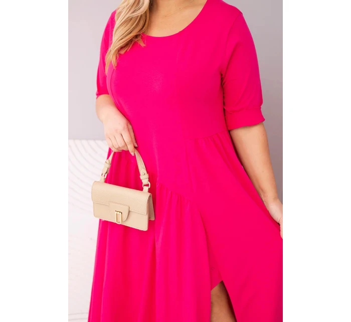 Dámská bavlněná sukýnka Plus Size s asymetrickým lemem fuchsie