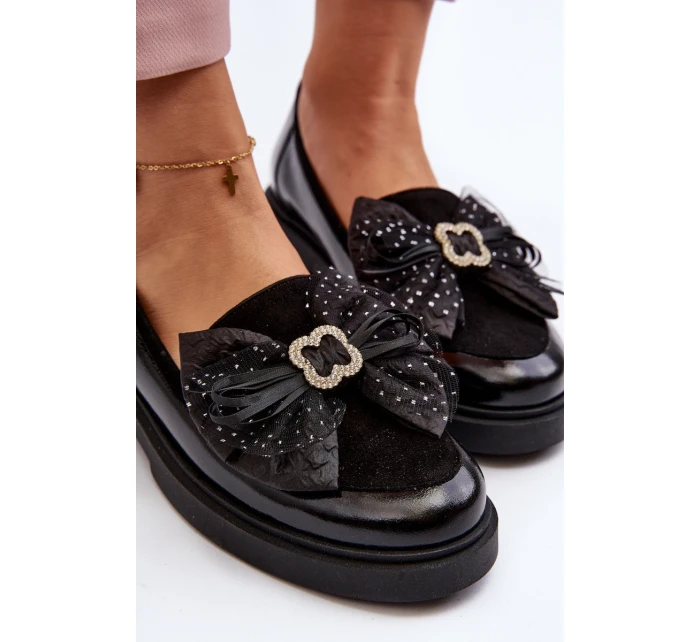 Dámské lakované mokasíny s mašlí Laura Messi 2786 černé