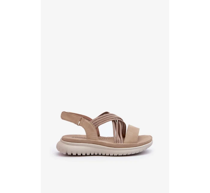 Lehké dámské pohodlné sandály na suchý zip Béžová Ceclea Lehké dámské pohodlné sandály na suchý zip Béžová Ceclea
