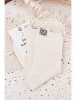 Dámské bavlněné ponožky s pruhy – ecru