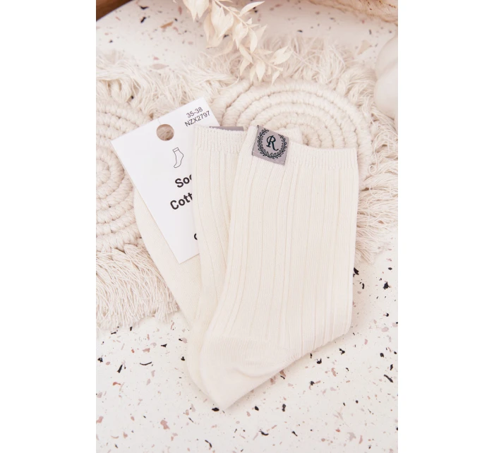 Dámské bavlněné ponožky s pruhy – ecru
