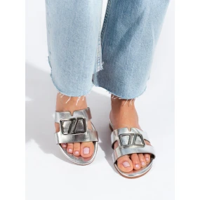 Praktické  nazouváky dámské Srebrny bez podpatku