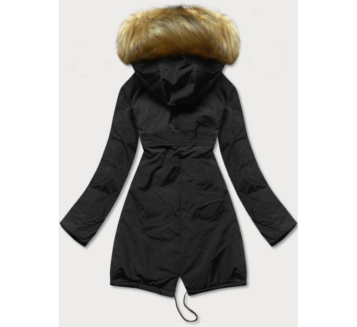 Oboustranná černá dámská zimní bunda (M-136)