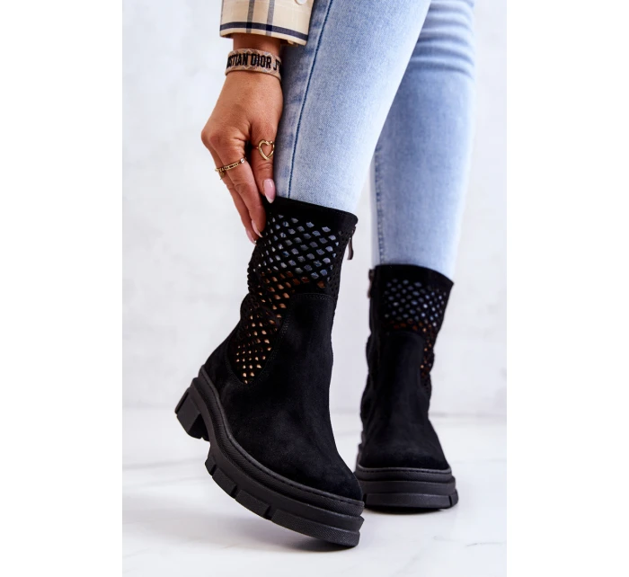 Kožené boty Nicole Černá model 21574579 - Boto