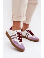 Kožené síťované dámské tenisky Zazoo N1318 bílo-fialové