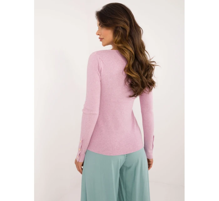 Sweter AT SW model 20493466 jasny fioletowy - FPrice Sweter AT SW model 20493466 jasny fioletowy - FPrice