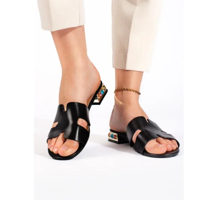 Originální černé dámské nazouváky bez podpatku Originální černé dámské nazouváky bez podpatku