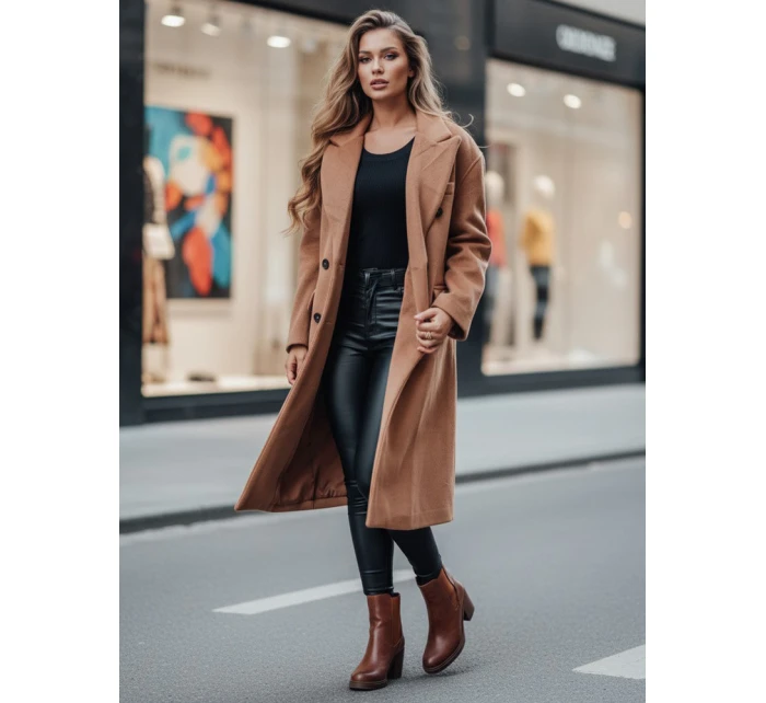 Dámský zimní kabát dlouhý oversize camel FashionStreet NY0766z