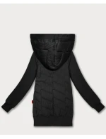 Černá dámská mikina z různých materiálů s kapucí Goodlookin (AMG-175)