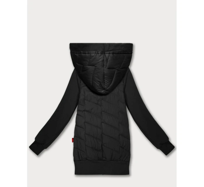 Černá dámská mikina z různých materiálů s kapucí Goodlookin (AMG-175)