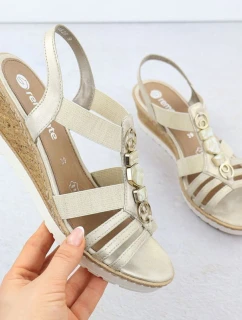 Dámské zlaté sandály Remonte R6264-91 na platformě s gumovou podrážkou