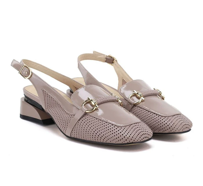 Dámské sandály z lakované kůže béžové model 22120337 - Artiker